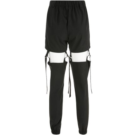Cutout High Waist Corset Black Pants Women
